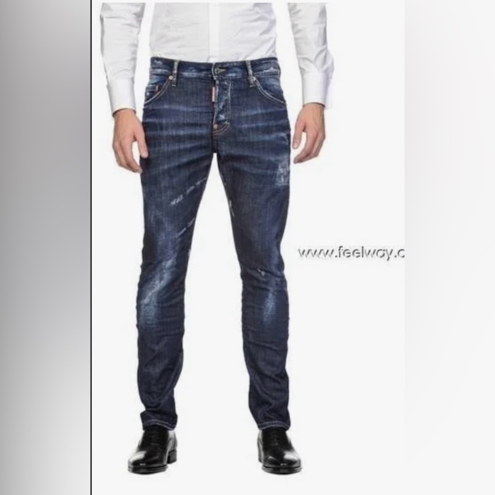 Dsquared2 Authentic Men’s Mid Rise Straight Leg Distressed Jeans Size 48